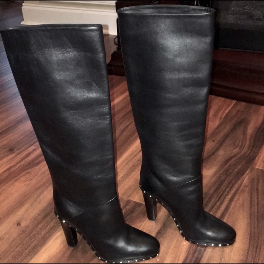 Valentino Soul Rock-Stud Tall Leather Boots